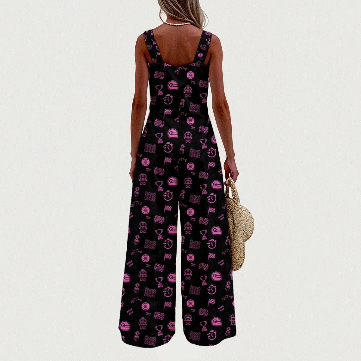 Black and Pink Raceday Jumpsuit