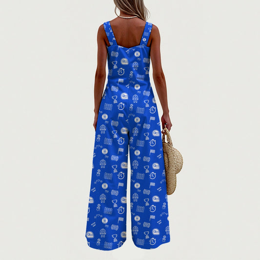 Medium Blue and White Raceday Jumpsuit